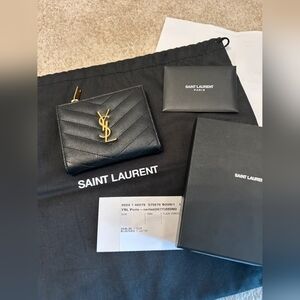 Yves Saint Laurent Cassandre Matelasse bi-fold wallet in grain de poudre leather